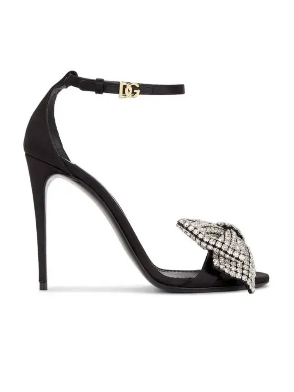 Dolce & Gabbana Keira Bow Sandal in Nero & Crystal 36 With Box Womens High Heels
